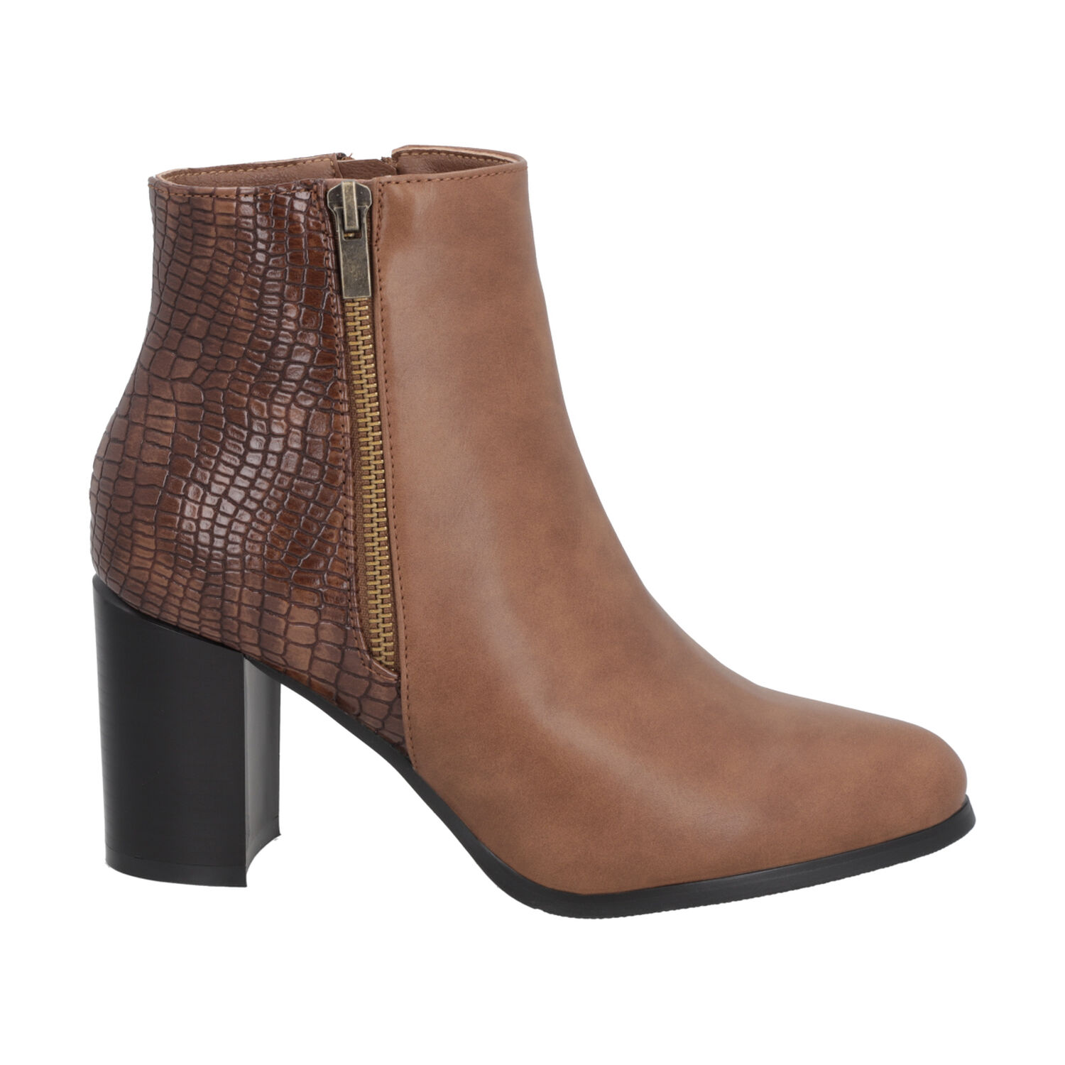 Botin Mujer Marr&oacute;n Taco Medio Lux Police image number 0.0