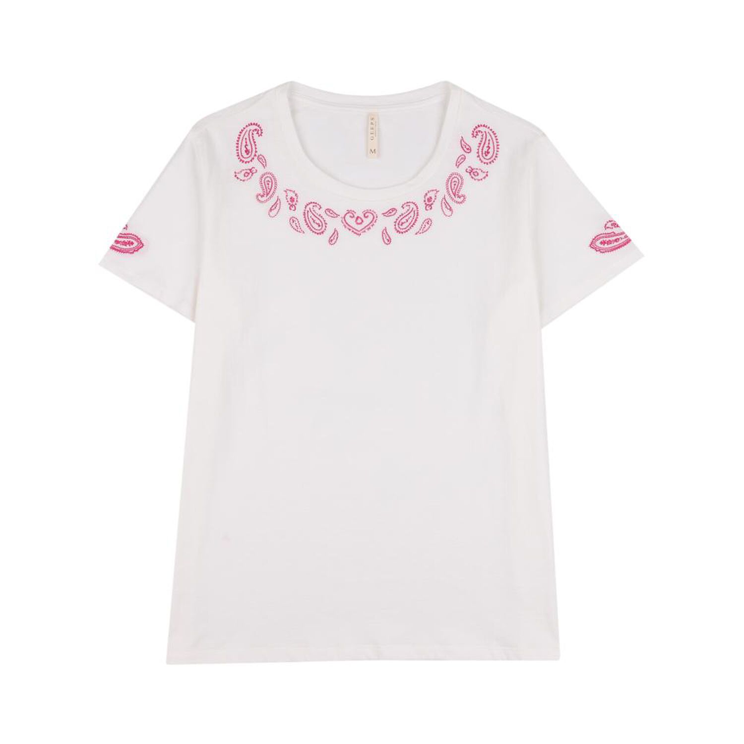Polera Lisa Aplicaci&oacute;n Broderi Manga Corta Cuello Redondo Mujer Geeps image number 0.0