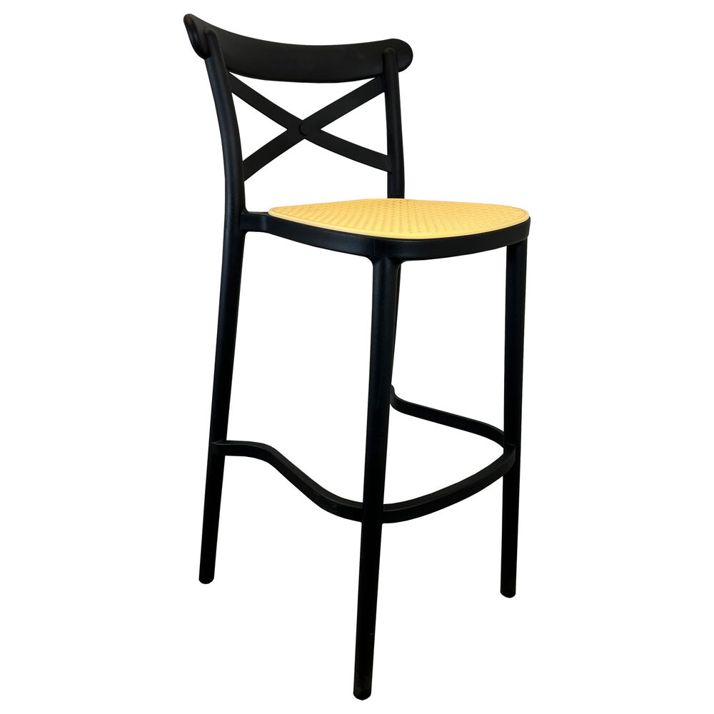 Taburete Bar Crossback Negra Asiento Beige image number 3.0