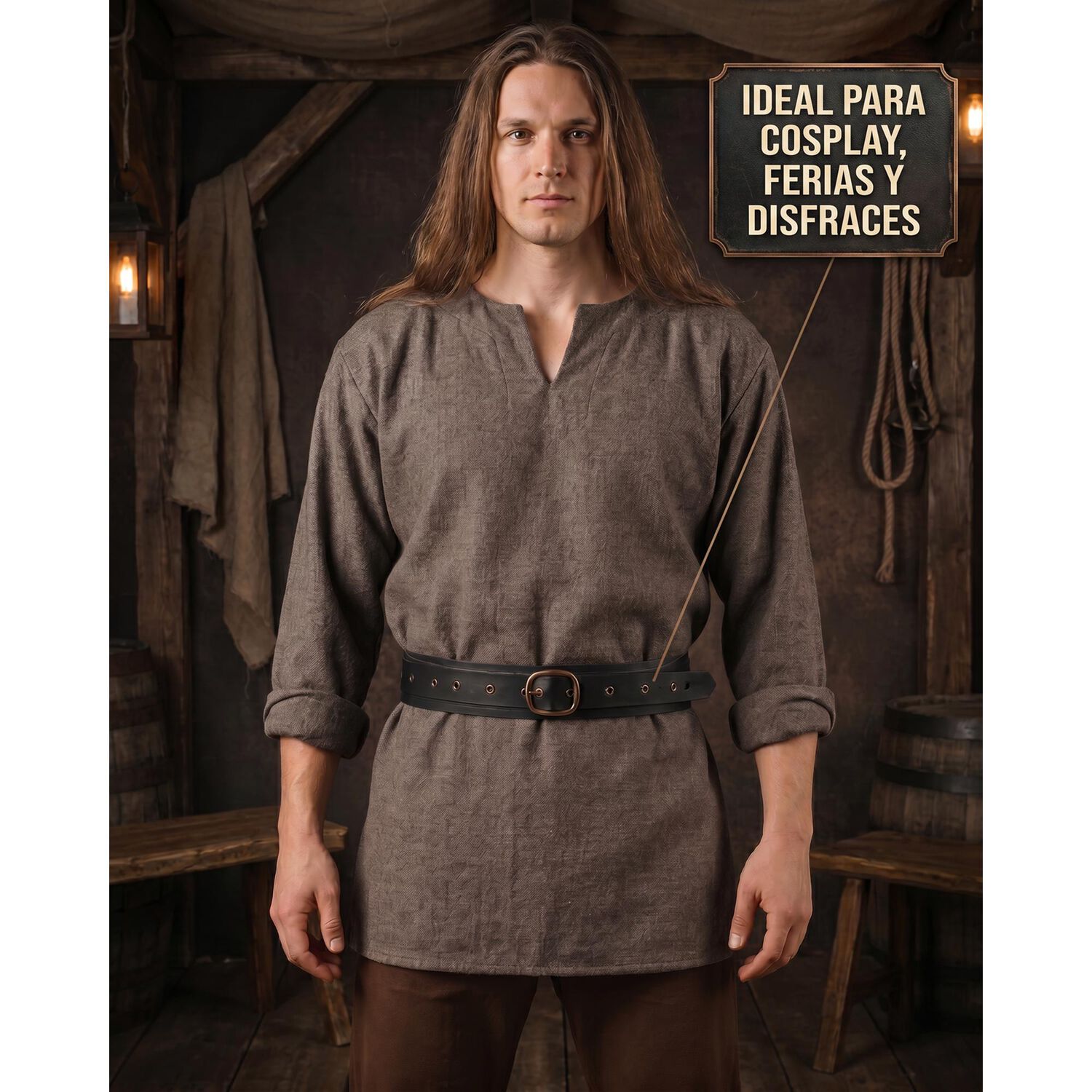Cinturon Vikingo Medieval De Cuero Pu Accesorio Cosplay image number 42.0