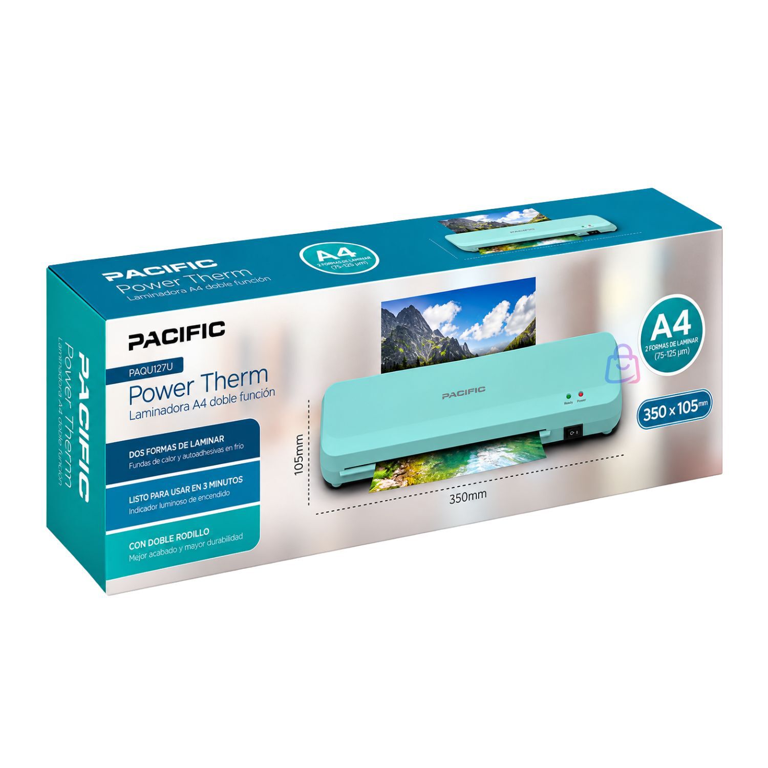 Laminadora Plastificadora A4 Doble Rodillo Turquesa - Ps image number 3.0
