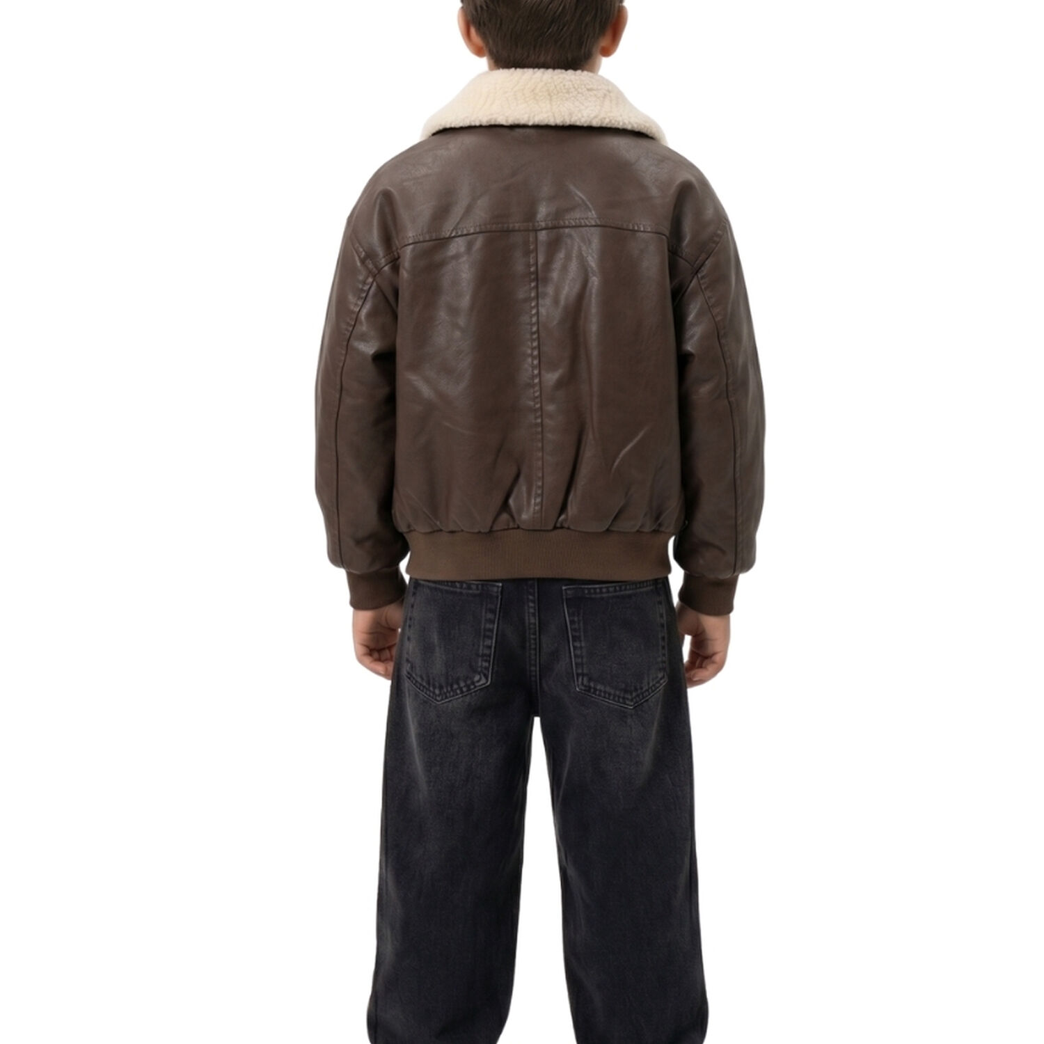 Chaqueta Oversize Cafe Ecocuero Y Chiporro Calidad Premium image number 2.0