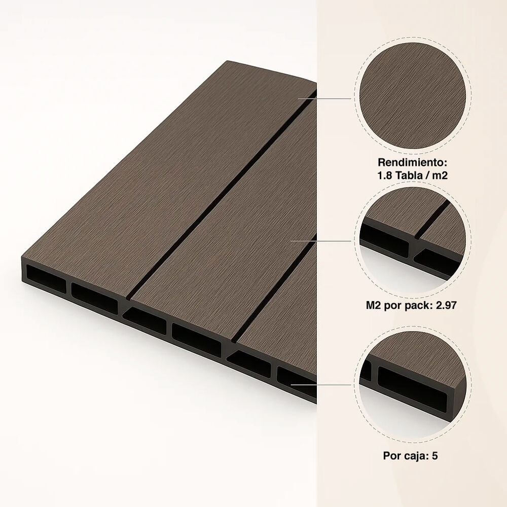 Pack De 5 Revestimientos Siding Wpc Exterior Color Madera Oscura image number 4.0