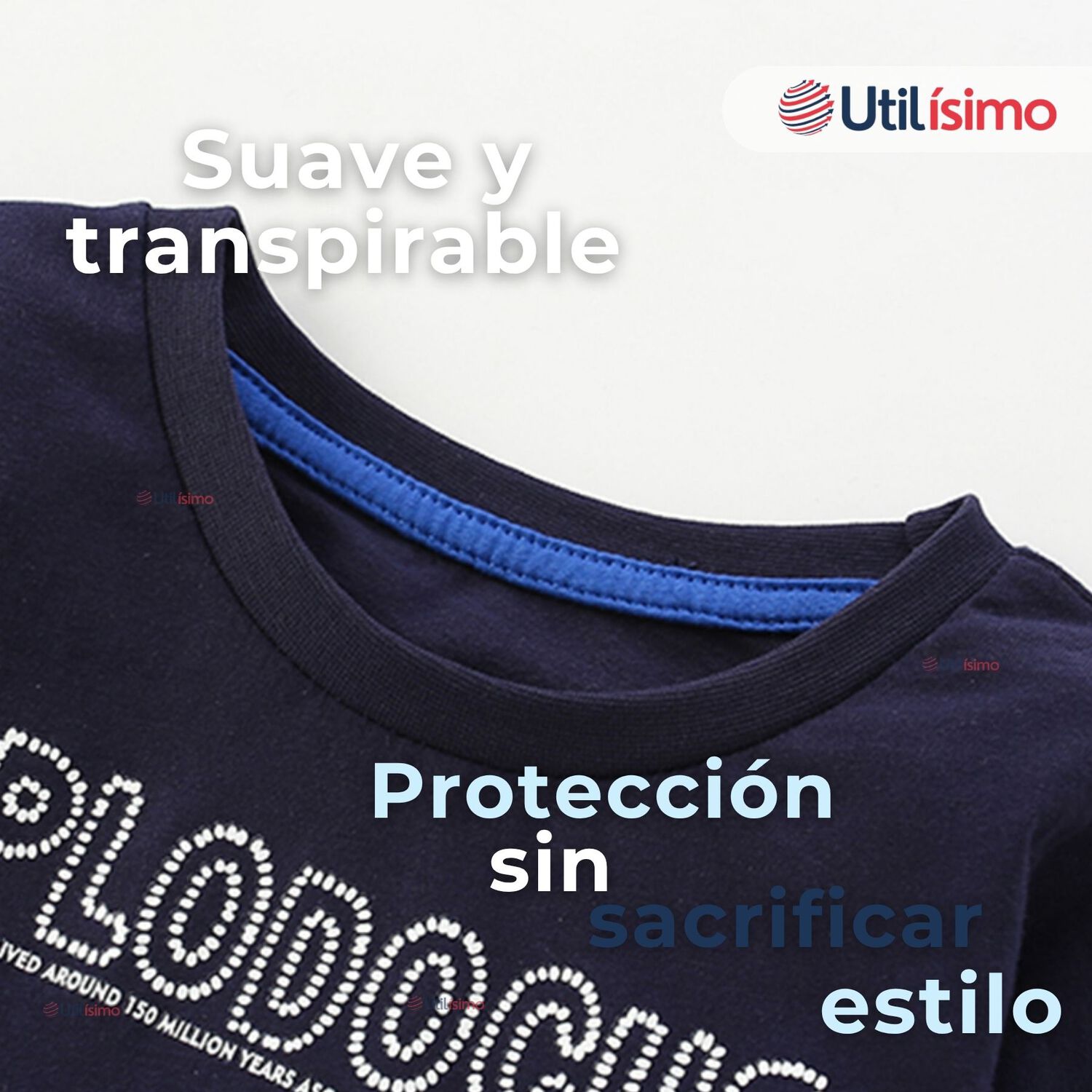 Polera Manga Larga Ni&ntilde;o 100% Algod&oacute;n Dinosaurio Azul Camiseta image number 5.0