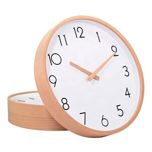 Reloj De Pared Redondo Madera Clara Silencioso 29 Cm