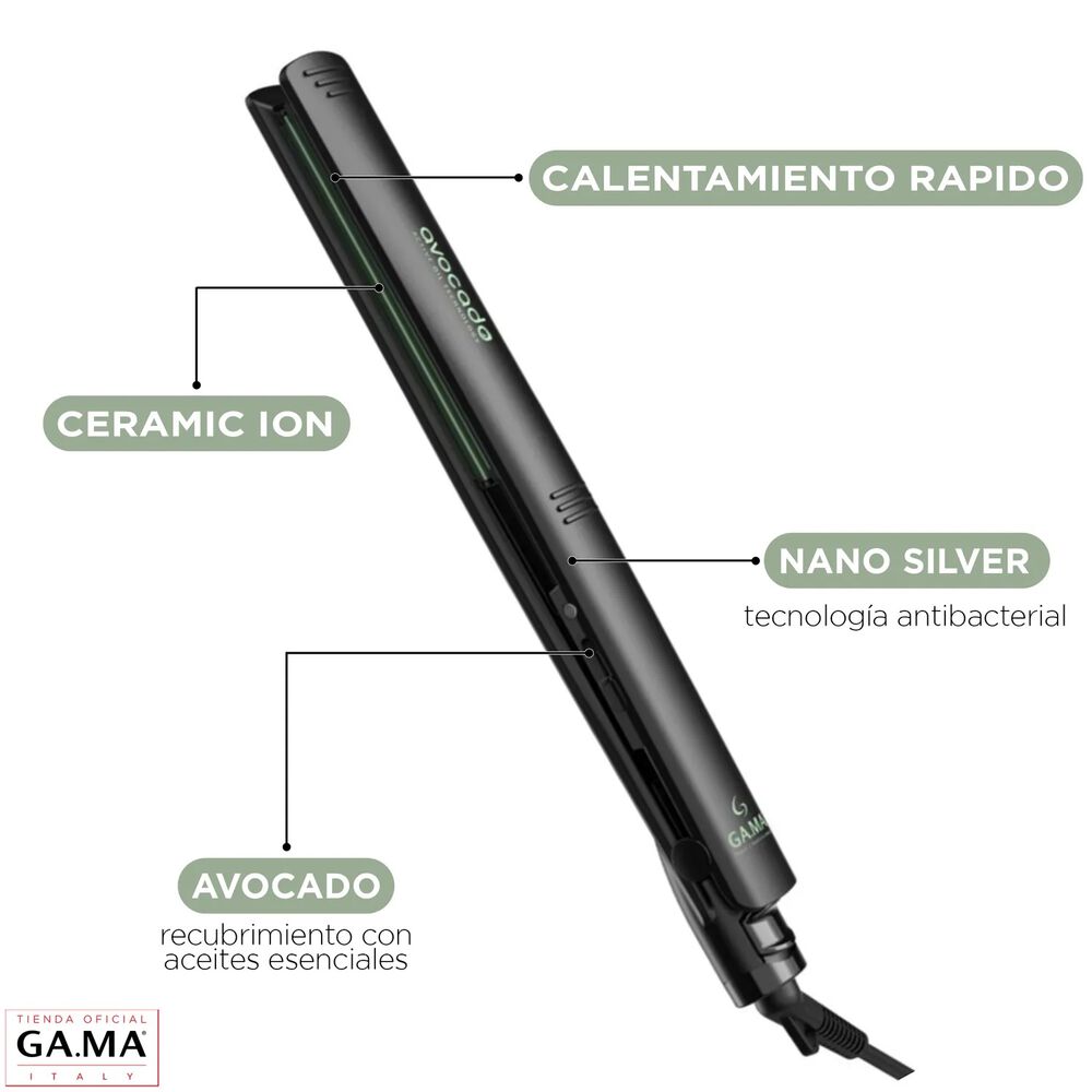 Plancha Avocado Ceramic Ion + Nano Silver Gama Negro Con Verde 230c image number 2.0
