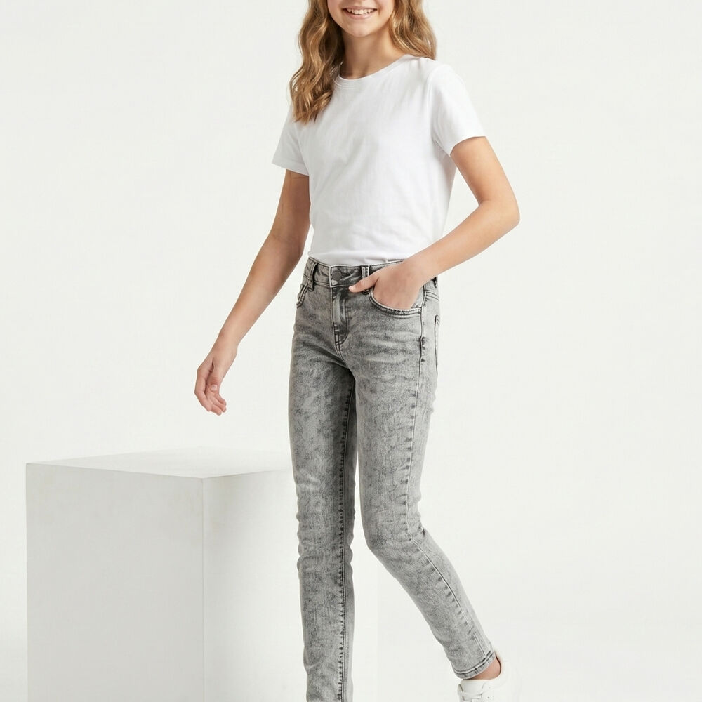 Jeans Gris Ni&ntilde;a Pantalon Denim Slim Fit Mezclilla image number 2.0