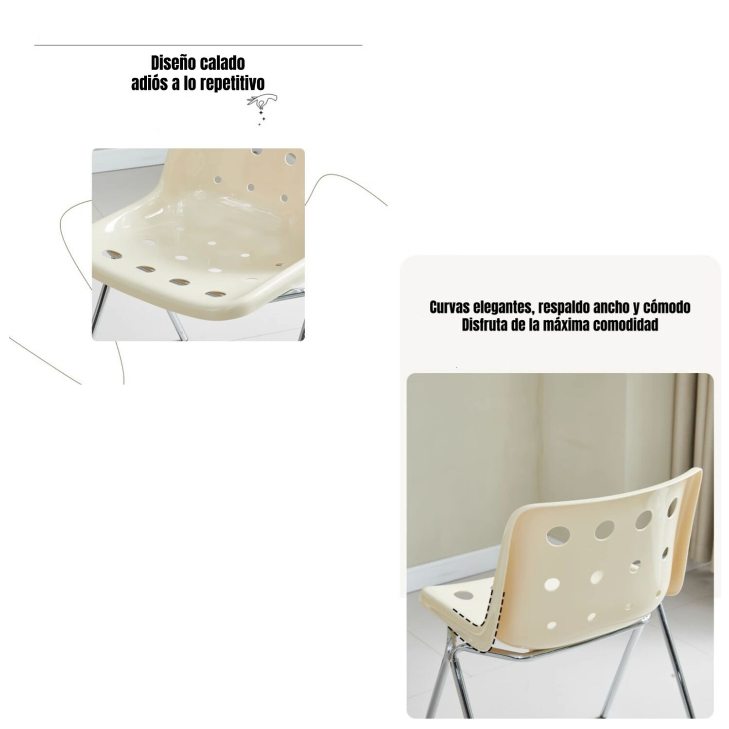 Set 4 Sillas De Comedor Pp Swiss Crema By Lubabycas image number 6.0