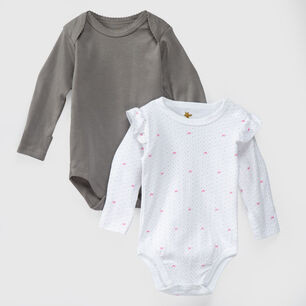 Pack Body Blanco Gris Cinta Rosa Algod&oacute;n Peruano