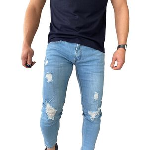 Jeans Rasgados Super Slim Fit Ankle Fit Celeste 14781