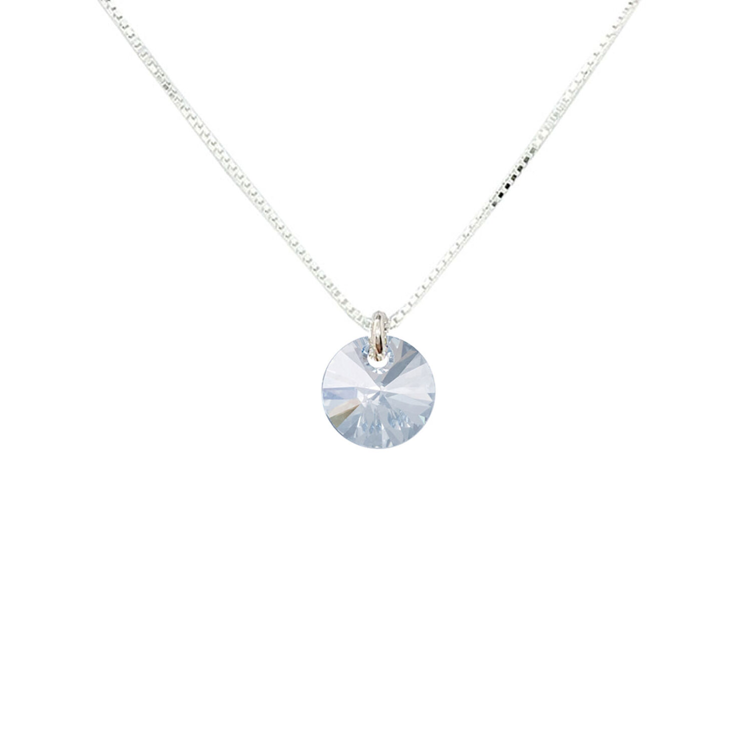 Collar Punto De Luz Plata Italiana 925 Y Cristal Genuino Blue Shade image number 0.0