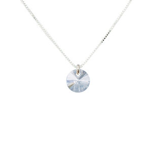 Collar Punto De Luz Plata Italiana 925 Y Cristal Genuino Blue Shade