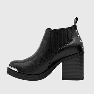 Botin Para Mujer Elasticado Con Taco Negro