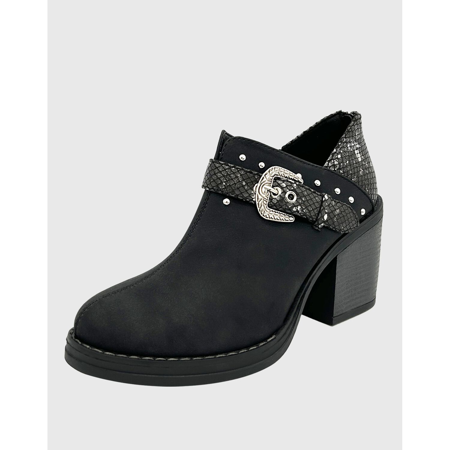 Botin Para Mujer Con Taco Y Hebilla Campera Negro Danicolle image number 0.0