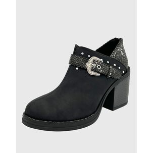 Botin Para Mujer Con Taco Y Hebilla Campera Negro Danicolle