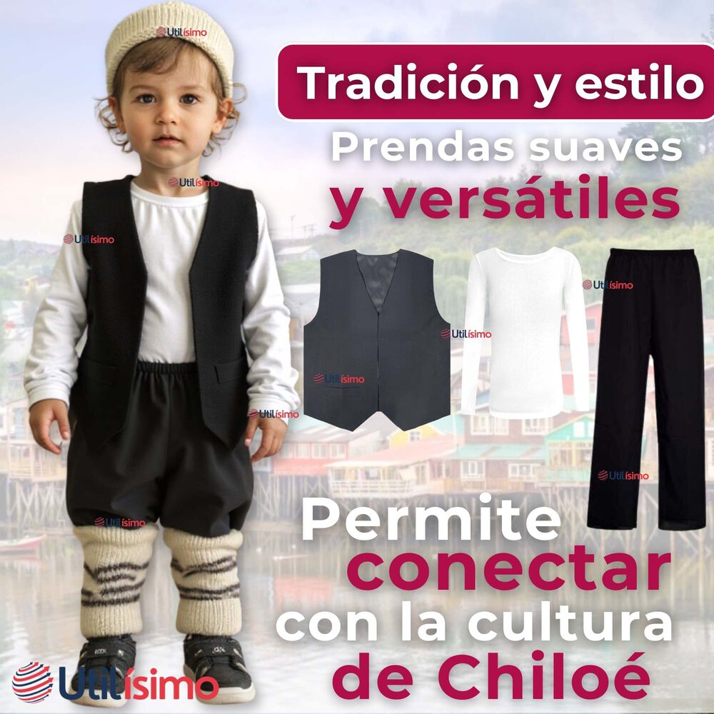 Traje Chilote Niño + Polera Fiestas Patrias Chile 2 A 4 Años image number 6.0