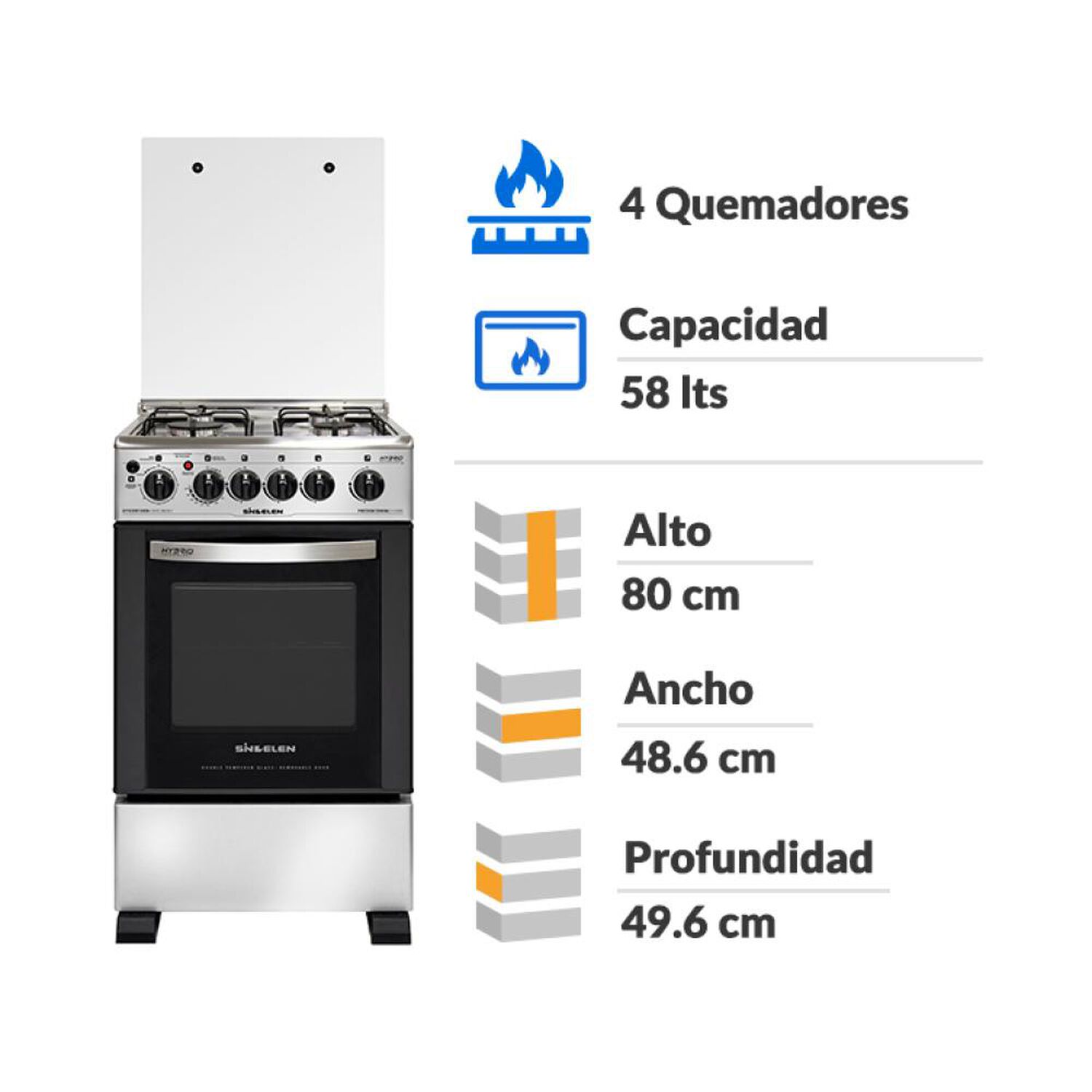 Cocina H&iacute;brida A Gas Sindelen CH-540NI / 4 Quemadores image number 1.0