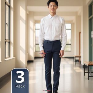 Pack 3 Camisas Escolares Blanca Manga Larga Colegio Para Ni&ntilde;os Y Juvenil