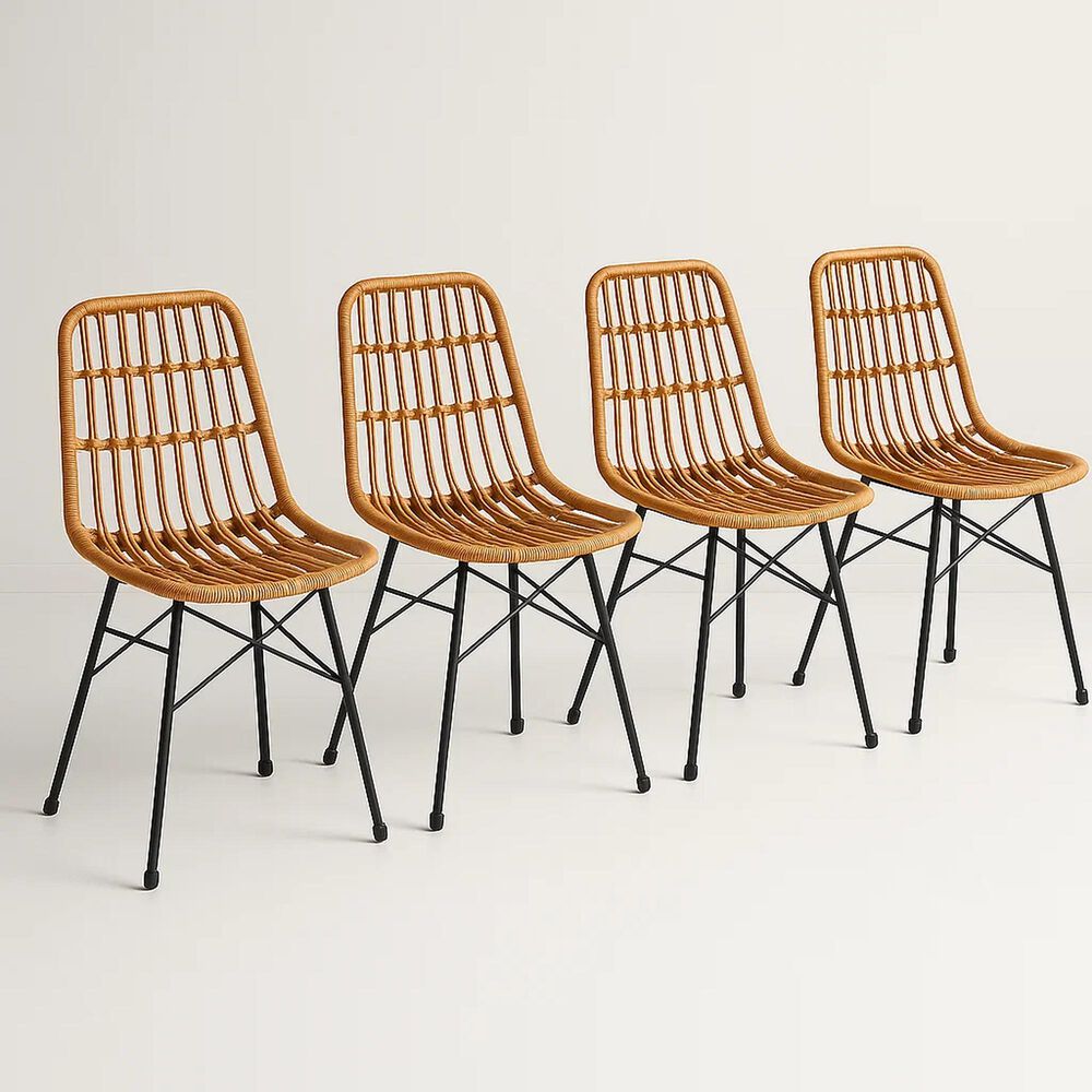 Pack De 4 Sillas De Comedor Terraza Rattan Grecia Color Madera image number 0.0