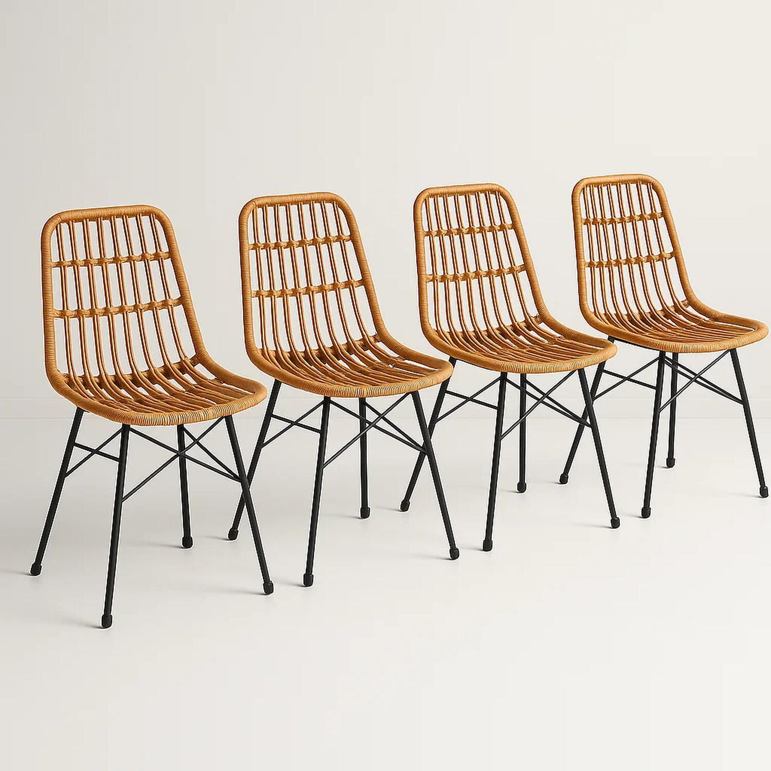 Pack De 4 Sillas De Comedor Terraza Rattan Grecia Color Madera image number 0.0