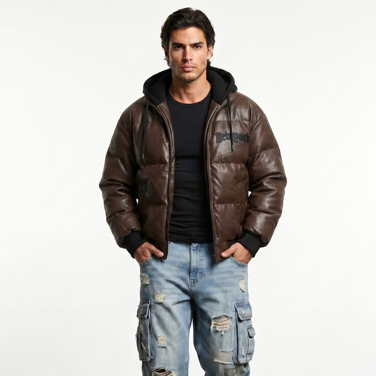 Chaqueta Parca Ecocuero Impermeable Hombre New York image number 0.0