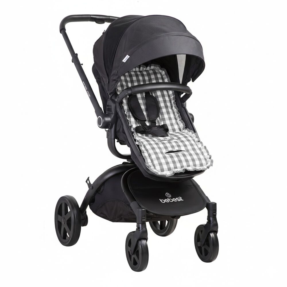 Coj&iacute;n Universal Coche Paseo Dise&ntilde;o Cuadros Gris 40 X 80 Cm image number 1.0