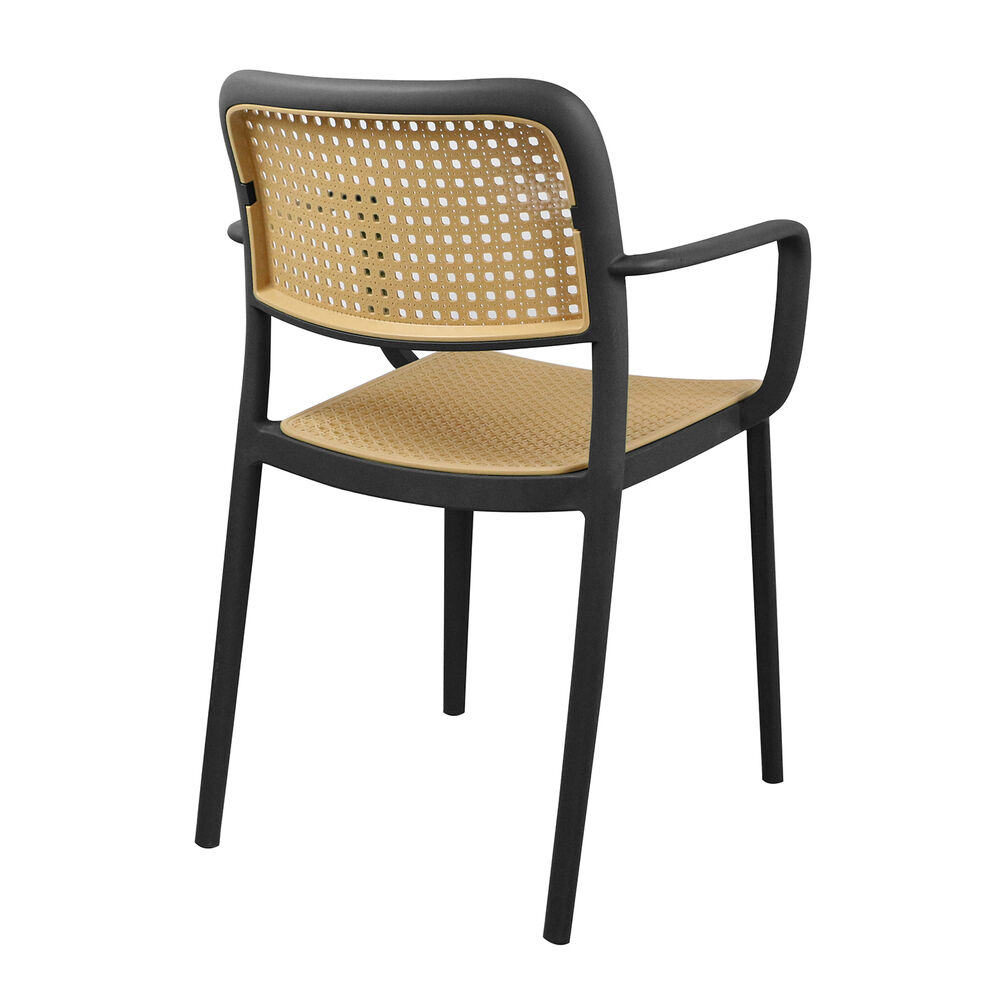 Set 4 Sillas Terraza Plástica Cairo Con Apoyabrazos Negra image number 5.0