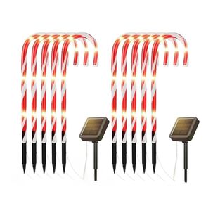 Set 10 Luces Navidad Bastones Led Estaca Solar Decorativas