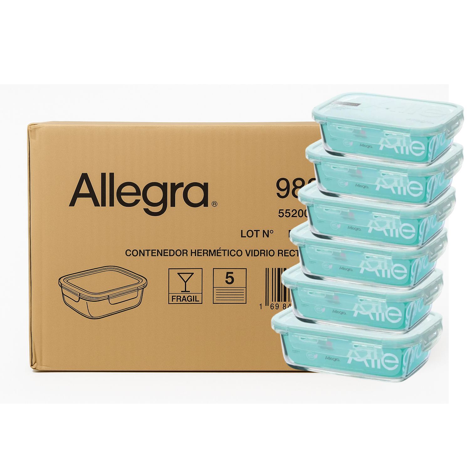 Set 48 Contenedores Hermetico Rectangular 420ml Allegra image number 0.0