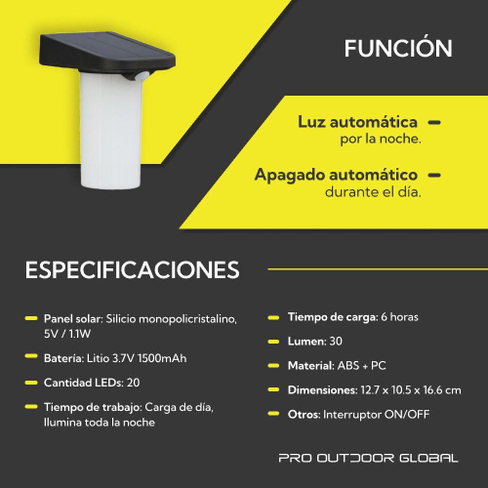Pack 4 Unidades Aplique Solar Vertical Sin Base Contra Agua Con Sensor De Movimiento image number 5.0