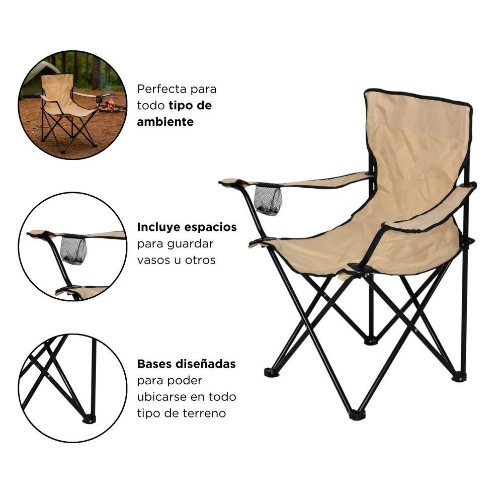 Silla Plegable Camping Villarrica Beige image number 3.0