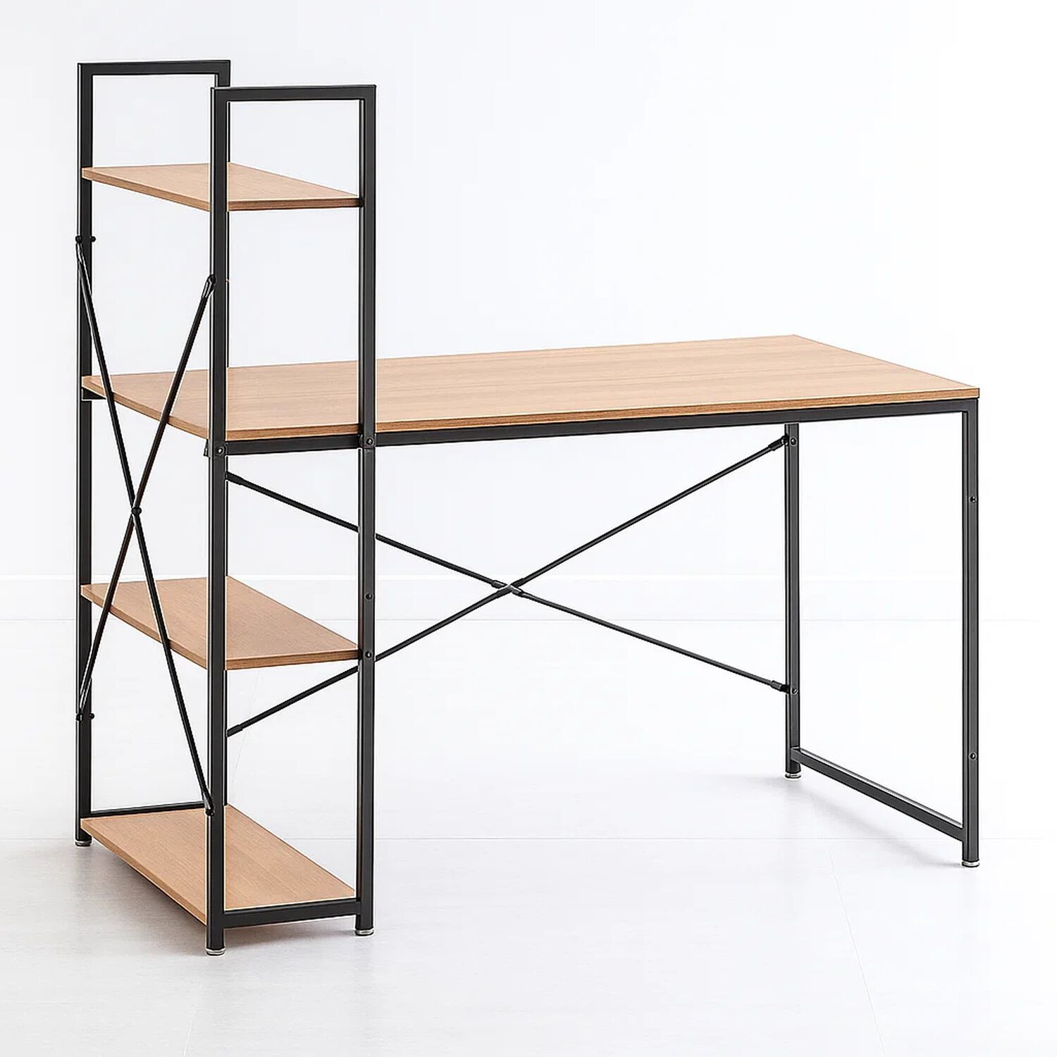 Escritorio Industrial Home Office Con Repisas Oslo - Madera Clara image number 0.0