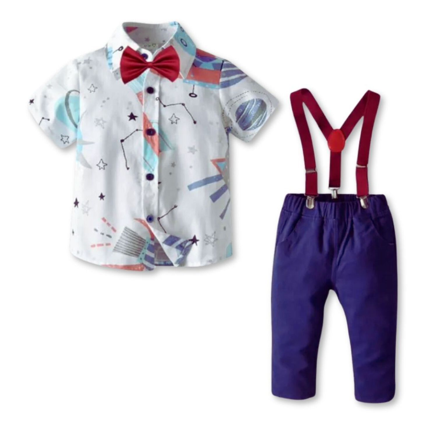 Conjunto De Vestir Con Pantal&oacute;n Y Tirantes Beb&eacute; Ni&ntilde;o 9 Meses A 6 A&ntilde;os Cosmic Sky image number 0.0
