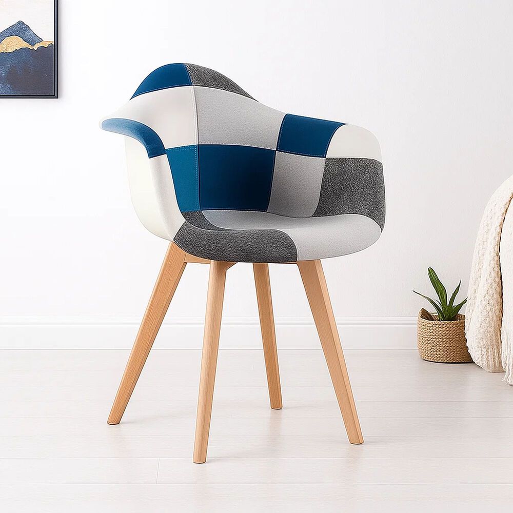 Butaca Sitial Patchwork Acolchado Wood - Celeste image number 8.0