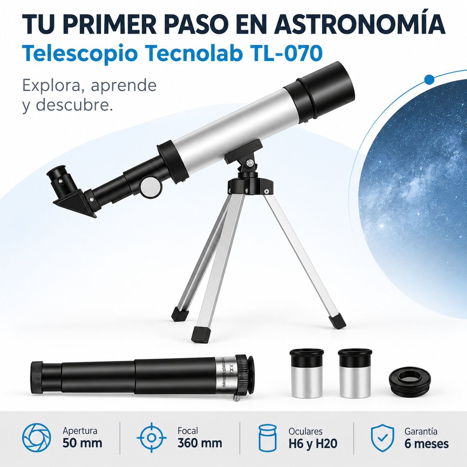 Telescopio Astron&oacute;mico Monocular 90x Hd De Aluminio Tl-070 image number 7.0