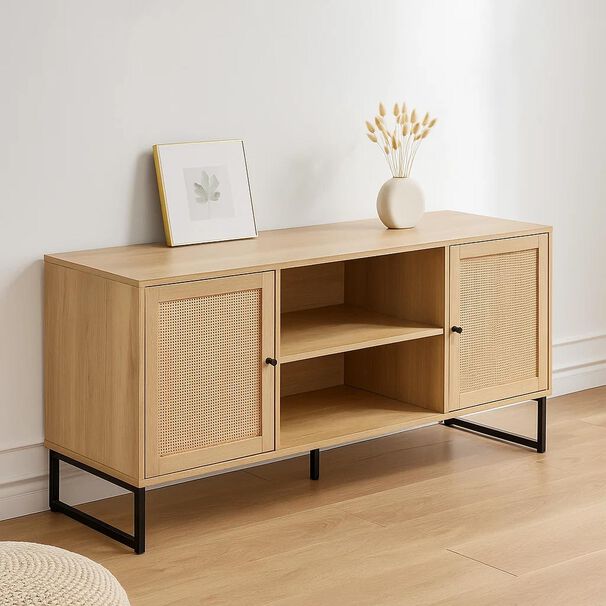 Rack De Tv O Buffet Rattan Rustico Dos Puertas