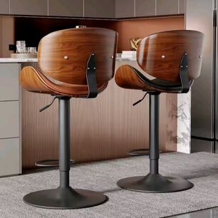 Pack 2 Sillas Bar Taburete Madera Pu Negro/negro Cisne