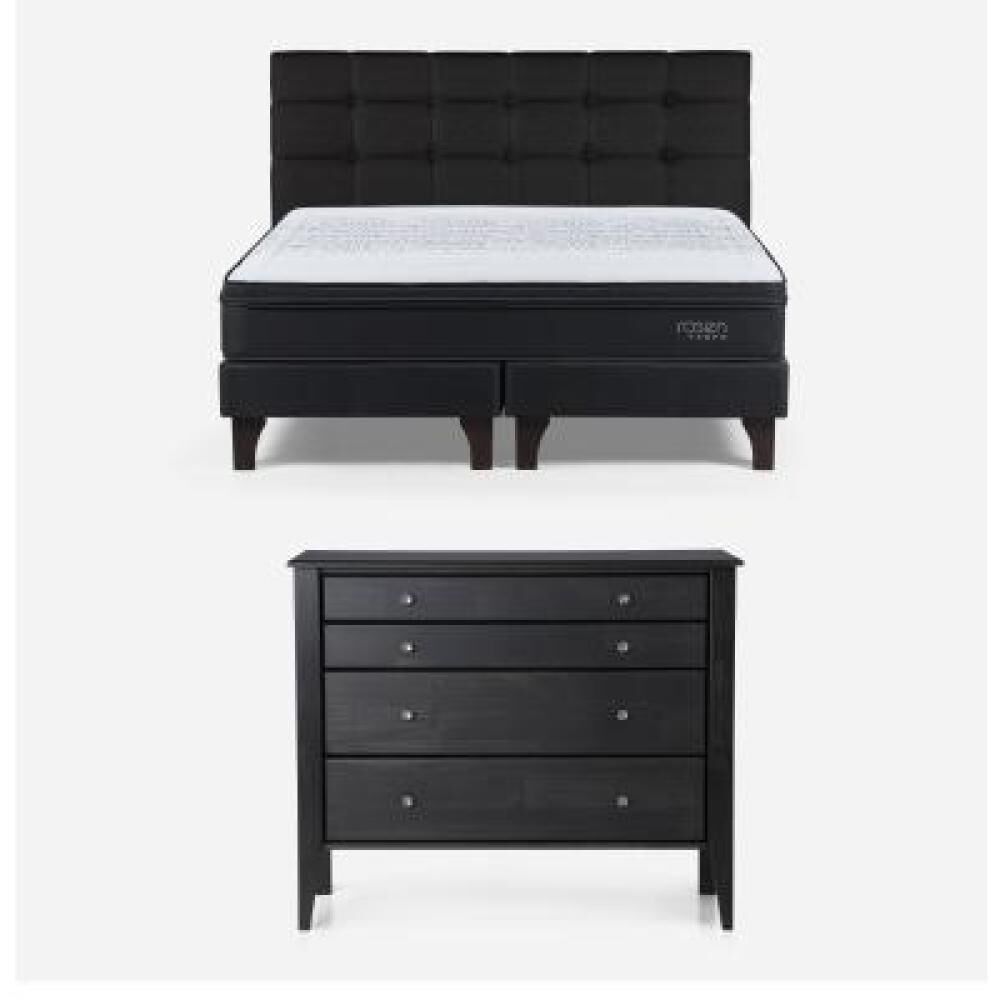 Cama Europea Rosen Tempo / King / Base Dividida + Respaldo Issey + C&oacute;moda Baker Grafito image number 5.0