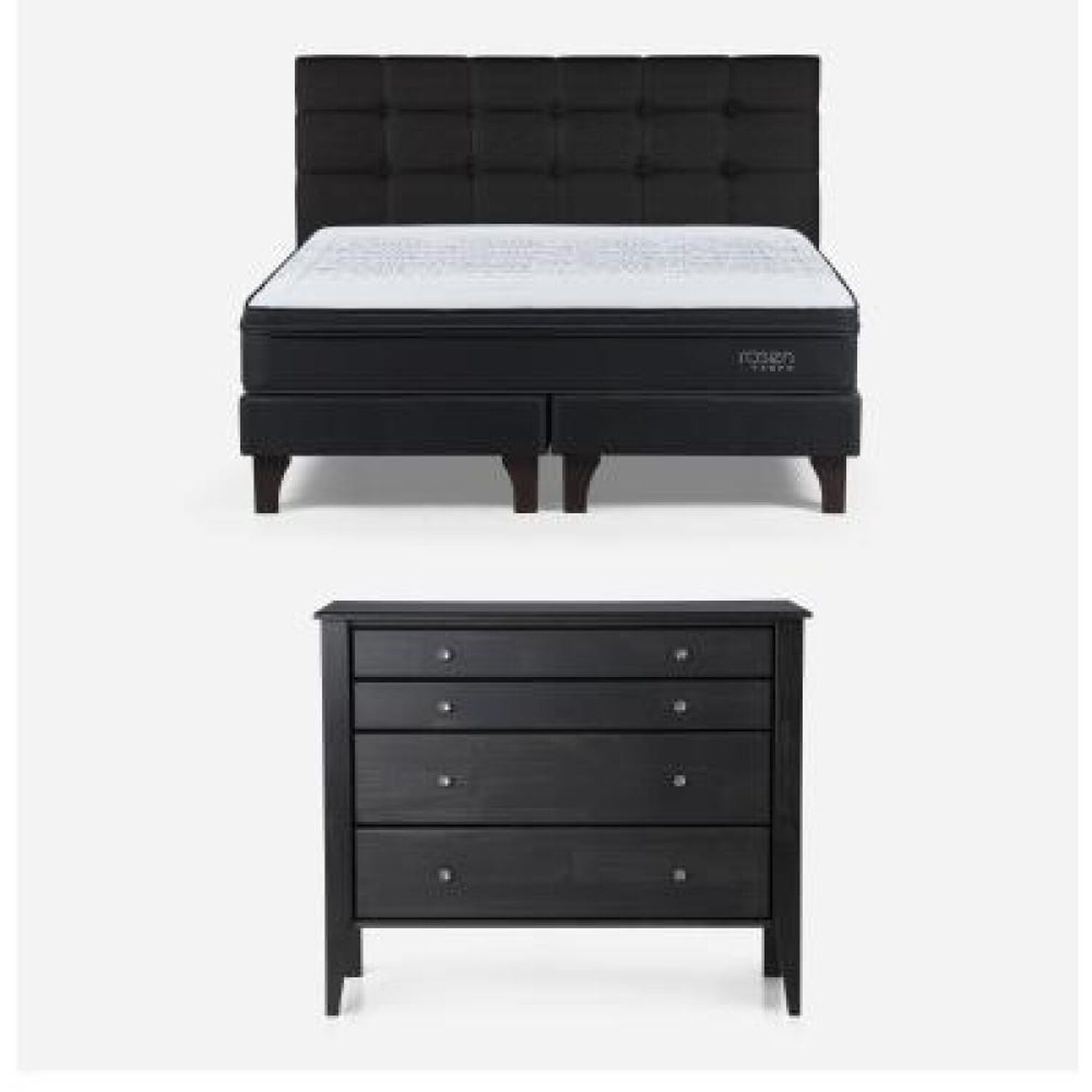 Cama Europea Rosen Tempo / King / Base Dividida + Respaldo Issey + C&oacute;moda Baker Grafito image number 5.0