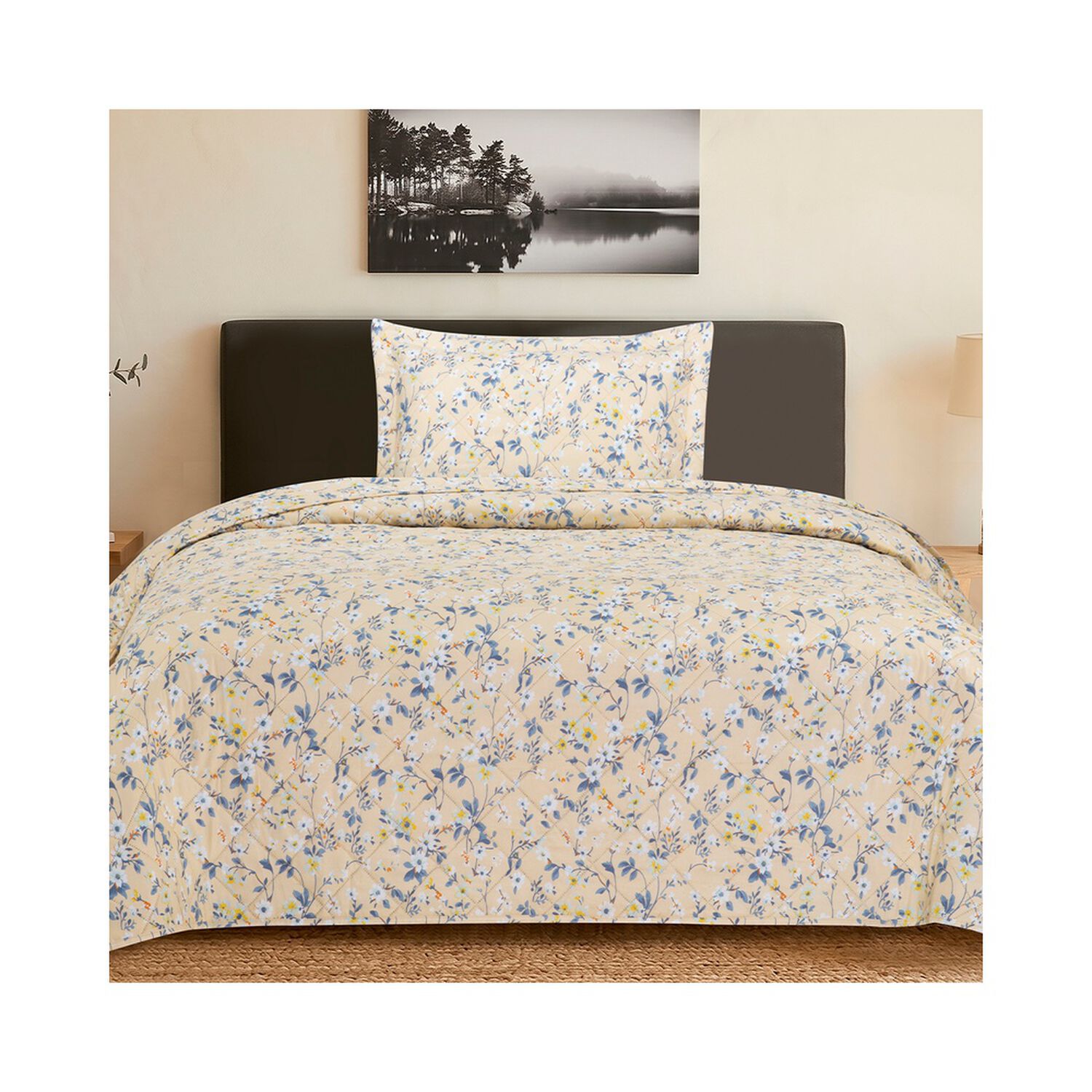 Quilt Andes Estampado Flor Beige 1.5 Pl image number 0.0