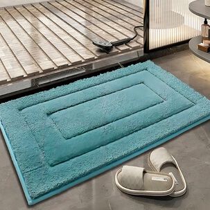 Alfombra Ba&ntilde;o Microfibra Turquesa