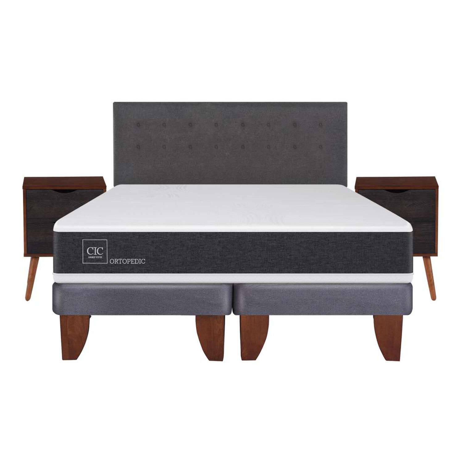 Cama Europea Cic New Ortopedic / King / Base Dividida + Set De Maderas image number 0.0