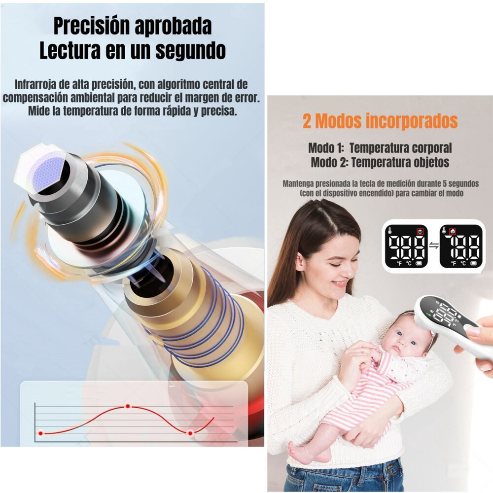 Term&oacute;metro Infrarrojo Digital Recargable M6 Blanco Lubabycas image number 3.0