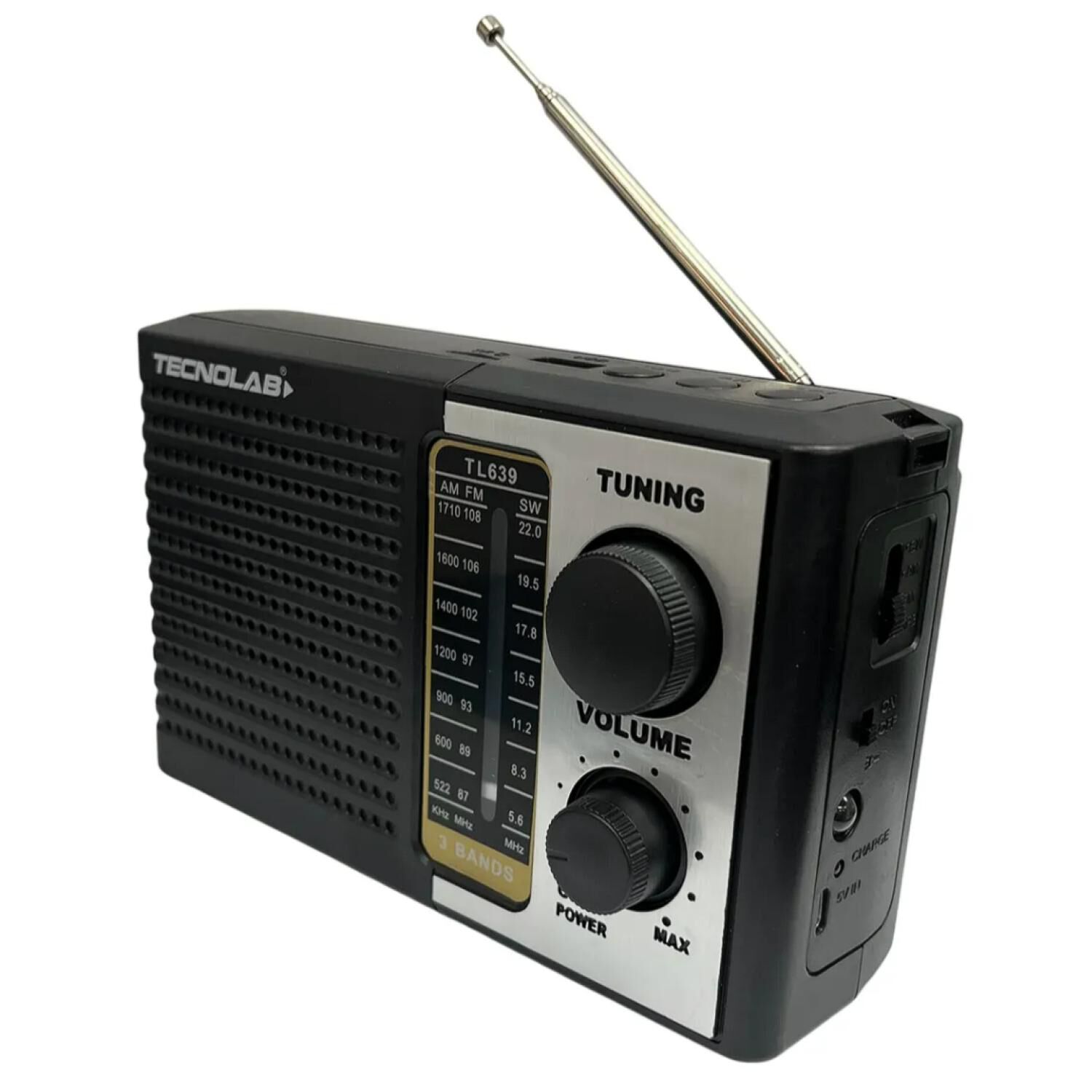 Radio Portatil Panel Solar Led Usb Am Fm Sw Negro image number 2.0