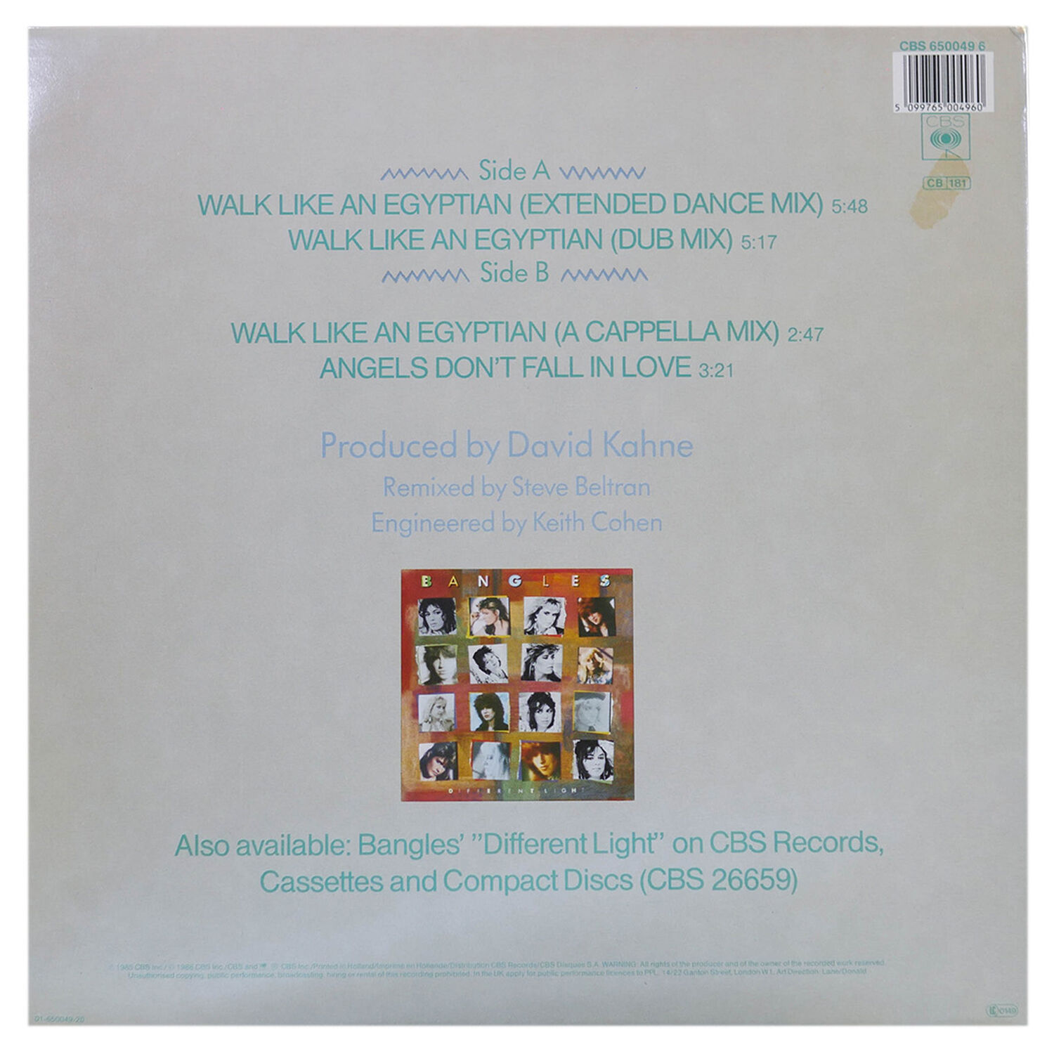 Bangles - Walk Like An Egyptian | 12" Maxi Single Usado image number 1.0