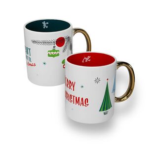 Set 2 Tazones 330ml Dise&ntilde;o Navide&ntilde;o Raton Perro Dibujos Animados