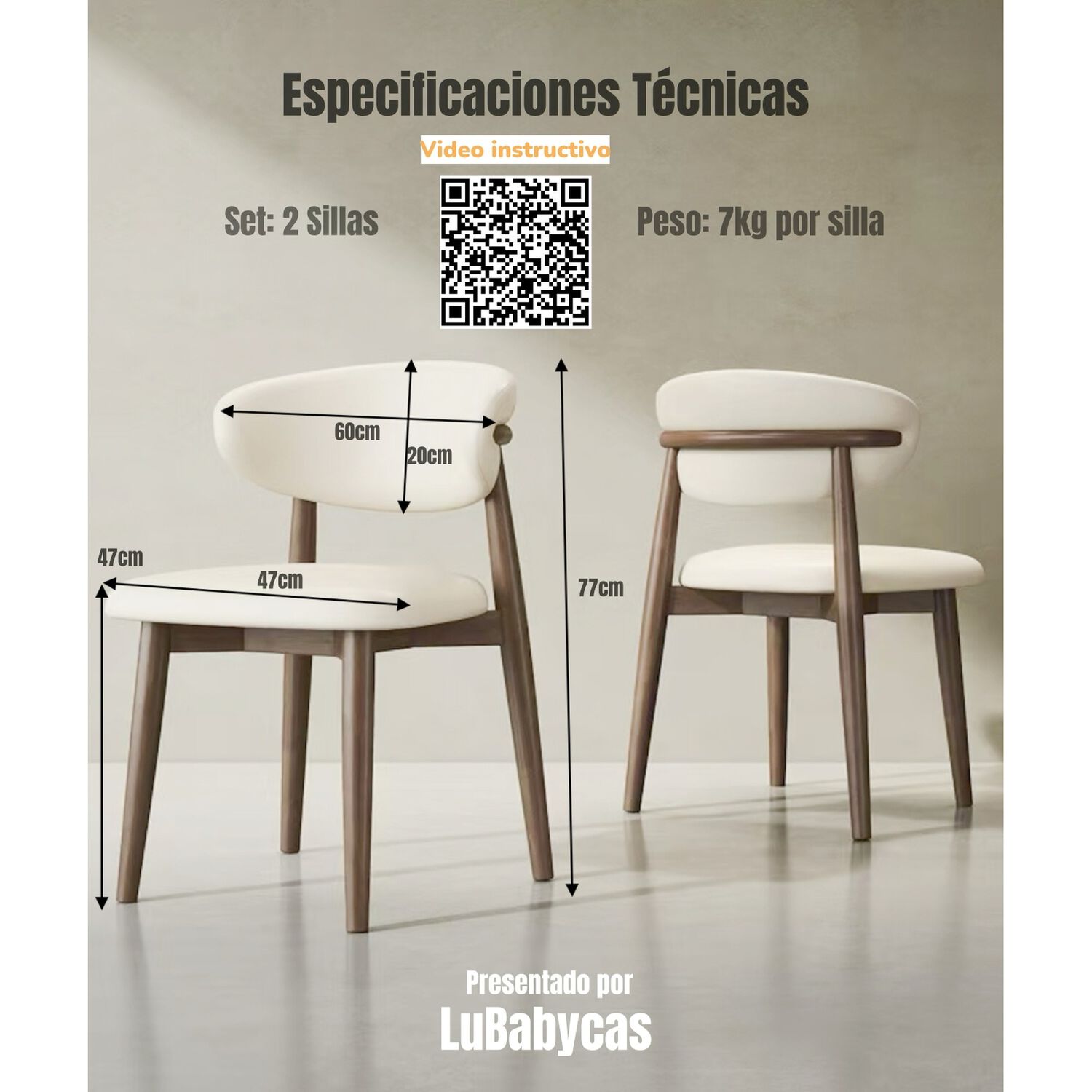 Pack 2 Sillas De Comedor Color Madera Family By Lubabycas image number 5.0