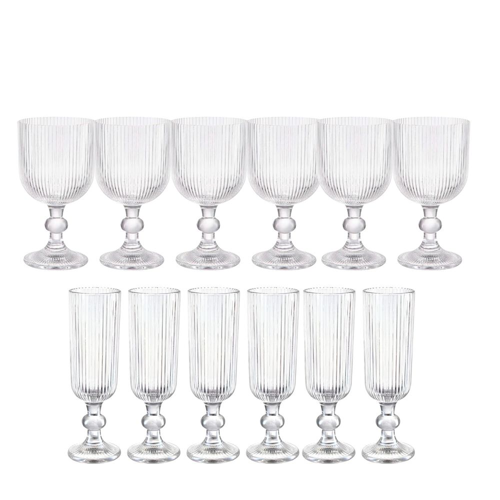 Set 12 Copas Talladas Lisa Allegra Vidrio Transparente image number 0.0