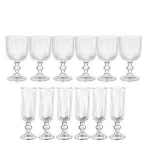 Set 12 Copas Talladas Lisa Allegra Vidrio Transparente