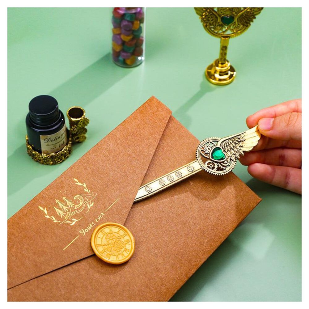 Set Escritura Vintage Pluma Lacre Steampunk Gotico image number 2.0